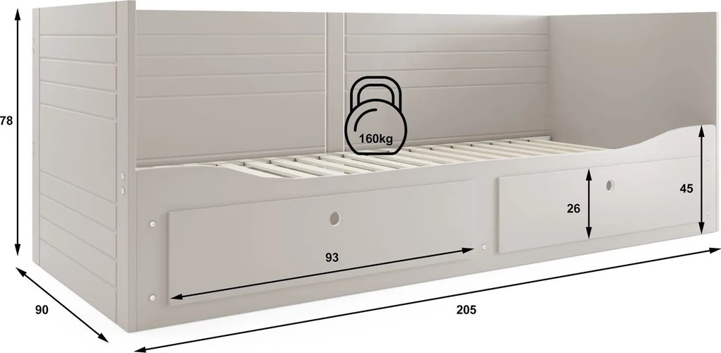 Rozkladacia posteľ HERMES 2 200x80 kašmírová