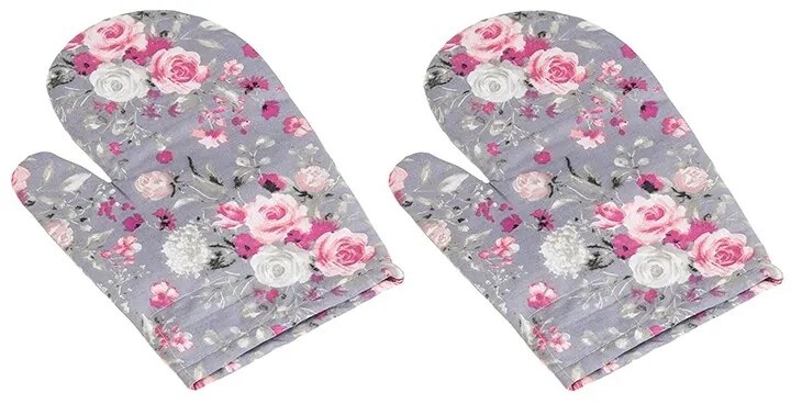Bellatex Kuchynská chňapka Adela Kvety ruže ružová, 28 x 18 cm, 2 ks