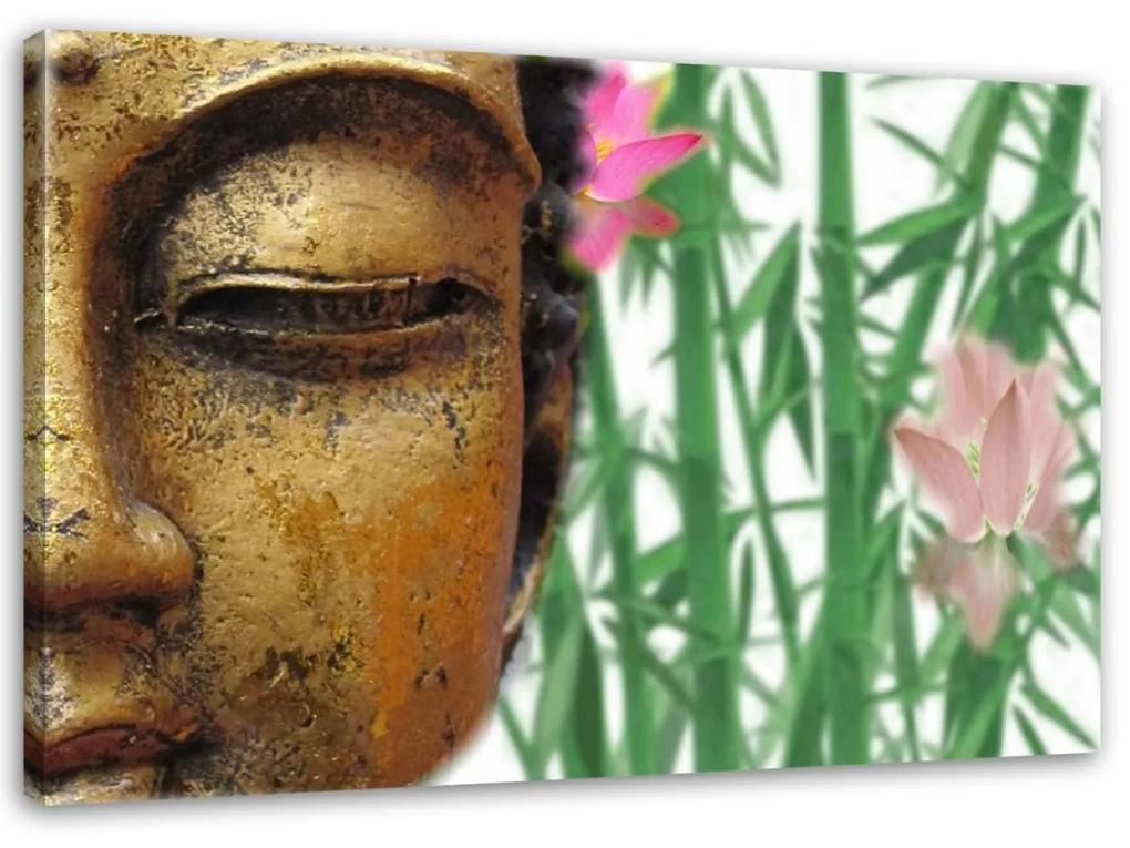 Obraz na plátně Gold Buddha Bamboo Zen Spa - 120x80 cm