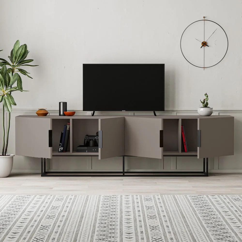 Sivo-béžový TV stolík 200x55 cm Titan – Marckeric