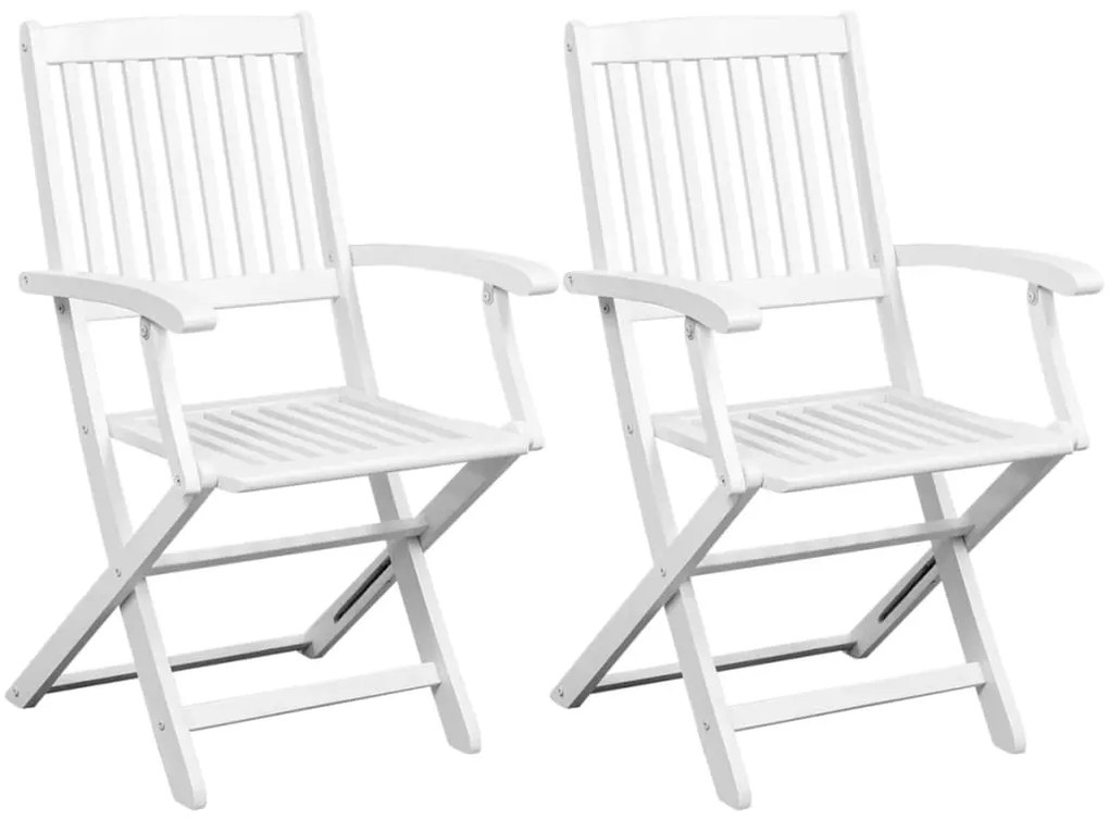 vidaXL Jedálenské stoličky 2 ks, biele, akáciový masív