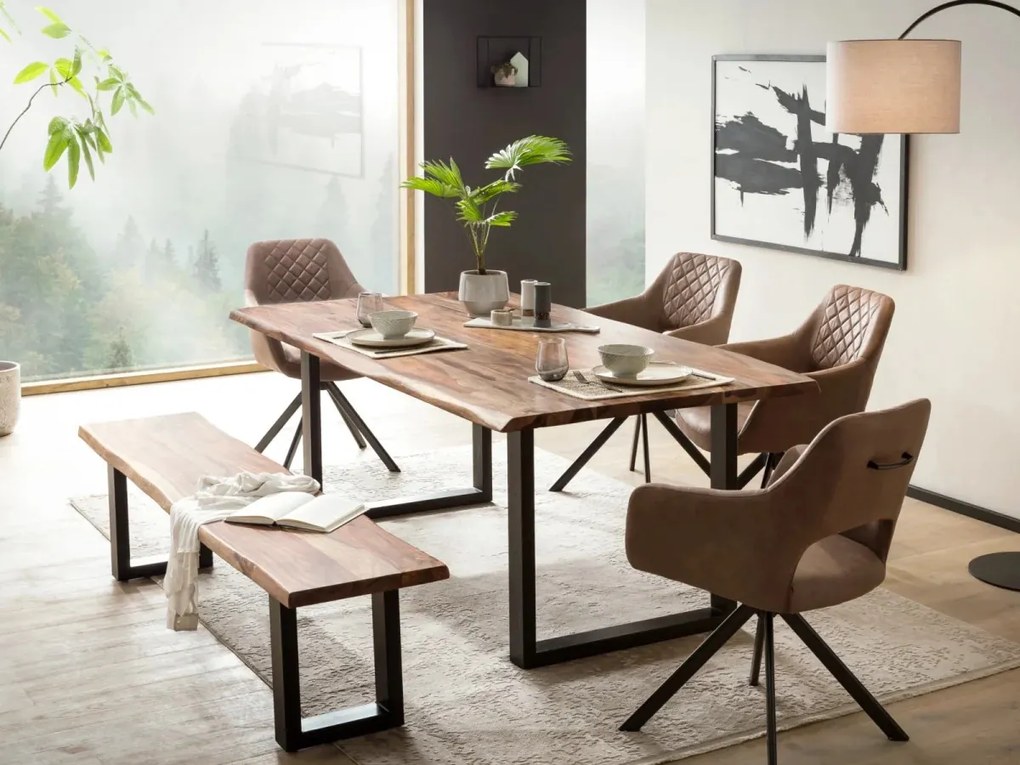 furniture-nabytek.cz - Masívny jedálenský stôl Bullwer z palisandru, lakovaný, hnedý – 170×90 cm