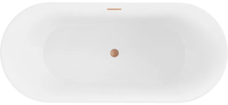 Mexen Flavia, voľne stojaca vaňa 160 x 75 cm, biela-čierna, medený prepad, 54031608075-65