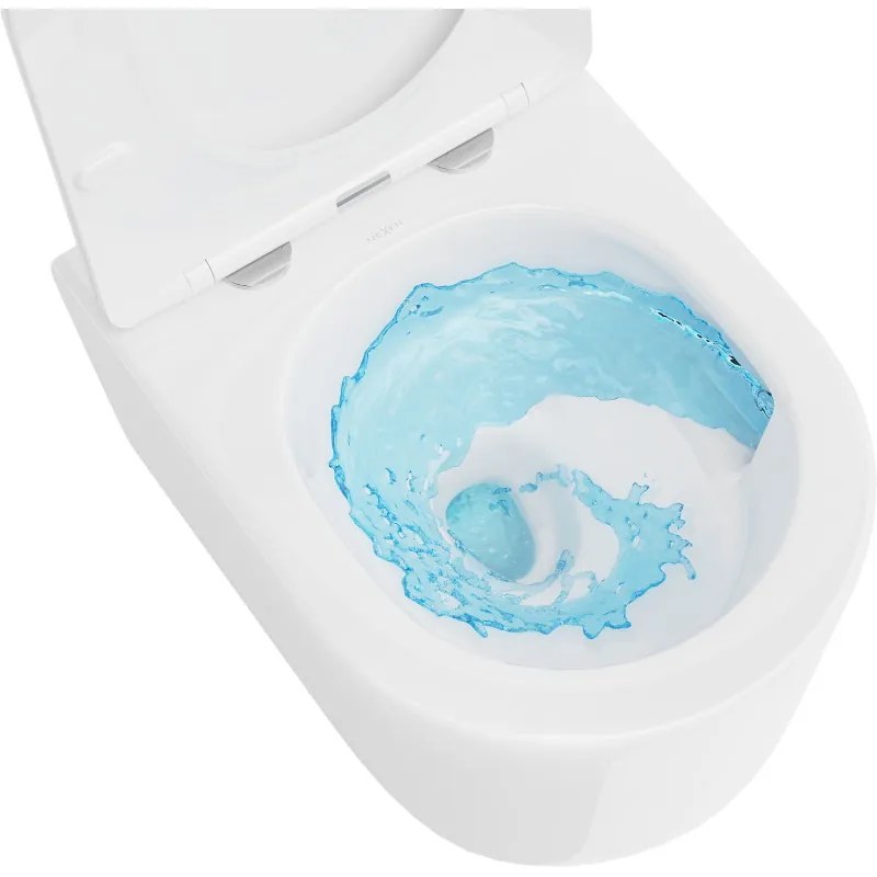 Mexen Sofia, závesná WC misa 490x360x355 mm, Rimless Tornádo + WC sedadlo z duroplastu, biela lesklá, 30540200T