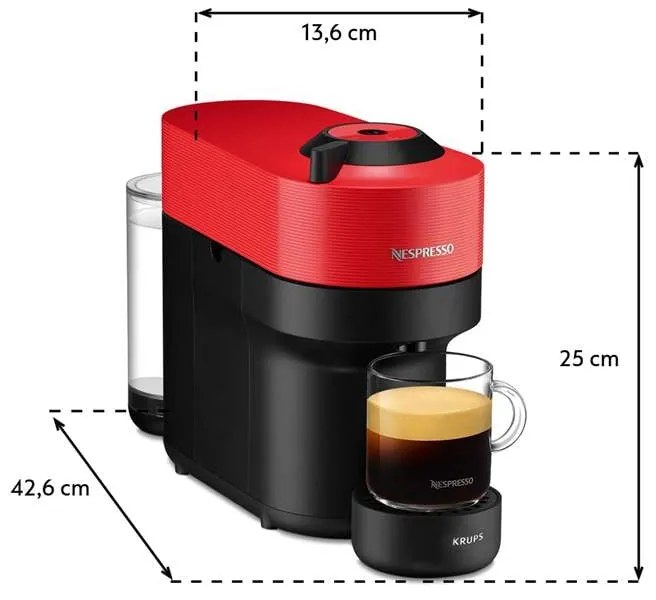 Kapsulový kávovar Krups Nespresso Vertuo Pop XN920510 červený (použité)