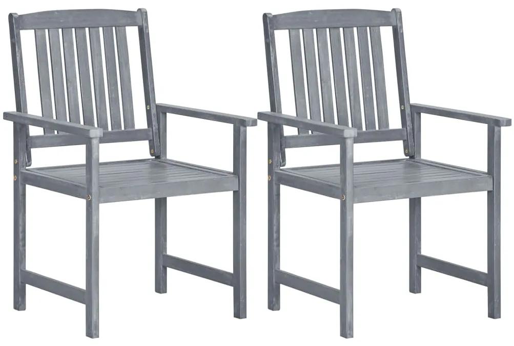 Záhradné stoličky 2 ks, sivé, akáciový masív 45944