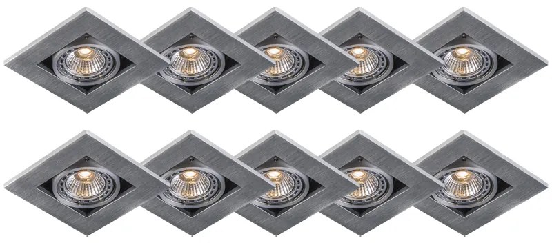 Sada 10 moderných zapustených bodových svetiel z hliníka s hrúbkou 3 mm - Qure