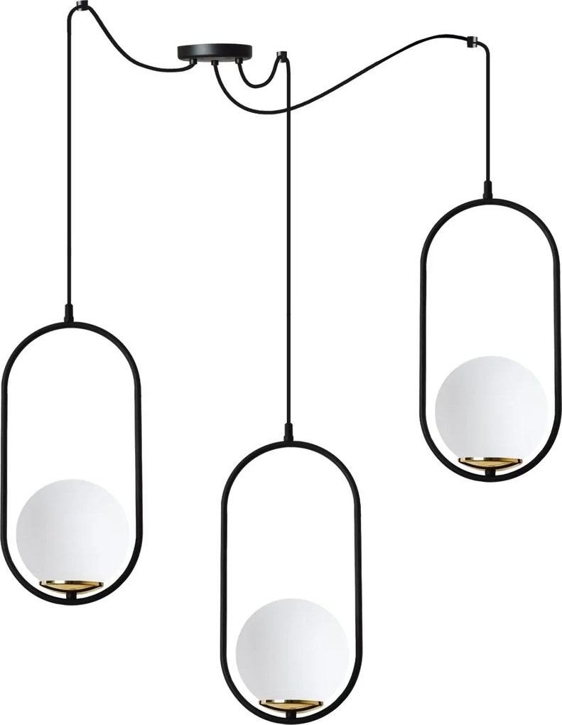 Závesné svietidlo Florence Spider, 3x biele sklenené tienidlo, b/g, U