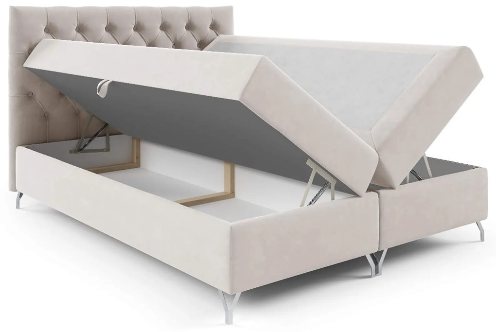 Wilsondo Čalúnená boxspring manželská posteľ Guliette s matracom - béžová Rozmer: 140x200