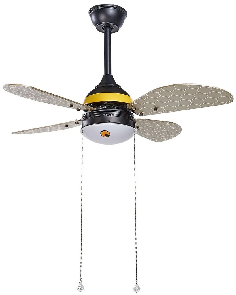 Stropný ventilátor so svetlom čierna/žltá DOLORES Beliani