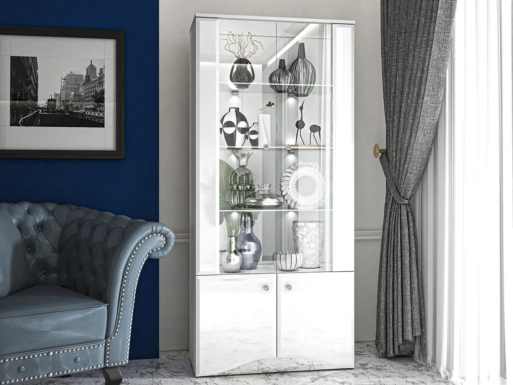 VITRÍNA CRISTINE BIELY LESK + ZRKADLO 87 cm