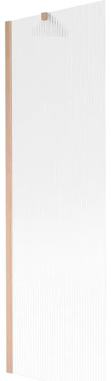 Mexen Next, 1-krídlová vaňová zástena 60 x 150 cm, 6mm sklo Ribs, medená matná, 895-060-000-00-09-65