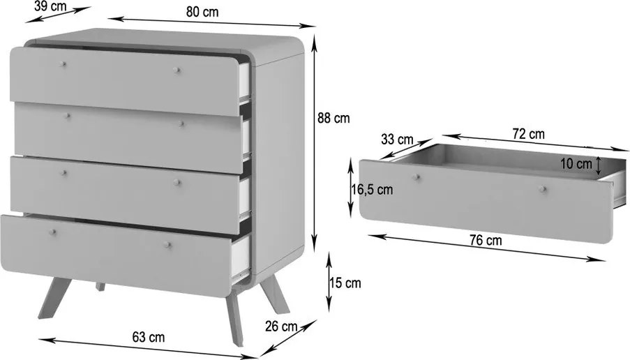 Tmavohnedá vysoká komoda v dekore orecha 80x88 cm Caitlin – Støraa