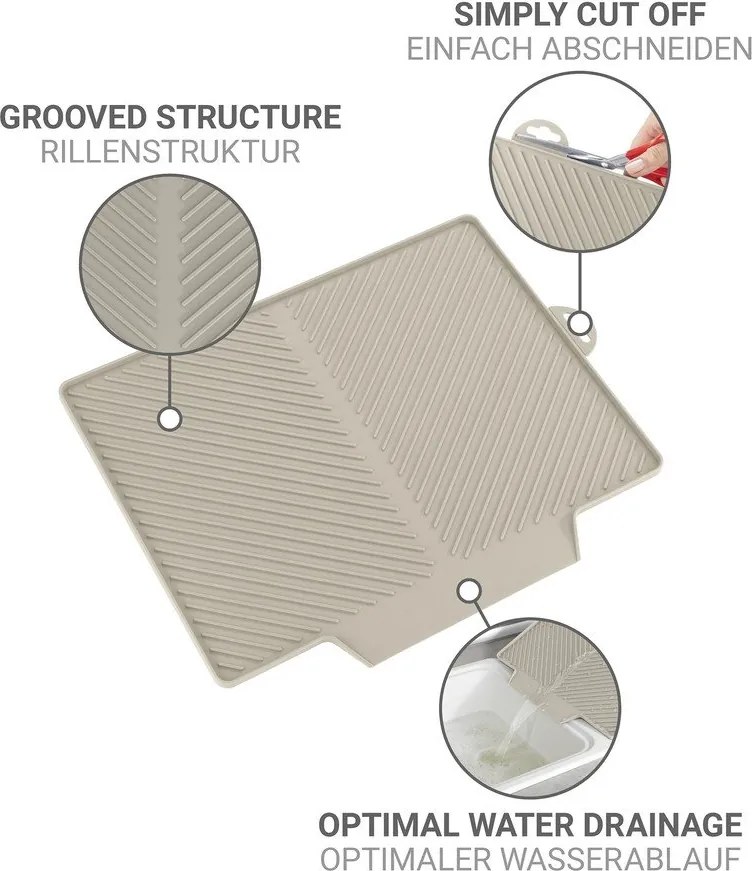 Béžová plastová odkvapkávacia podložka na riad 34x40 cm Nelia – Wenko