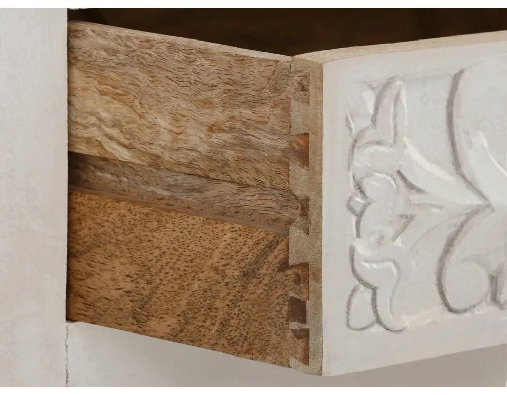 Krémová šatníková skriňa z mangového dreva 180x40 cm Kalhana – Støraa