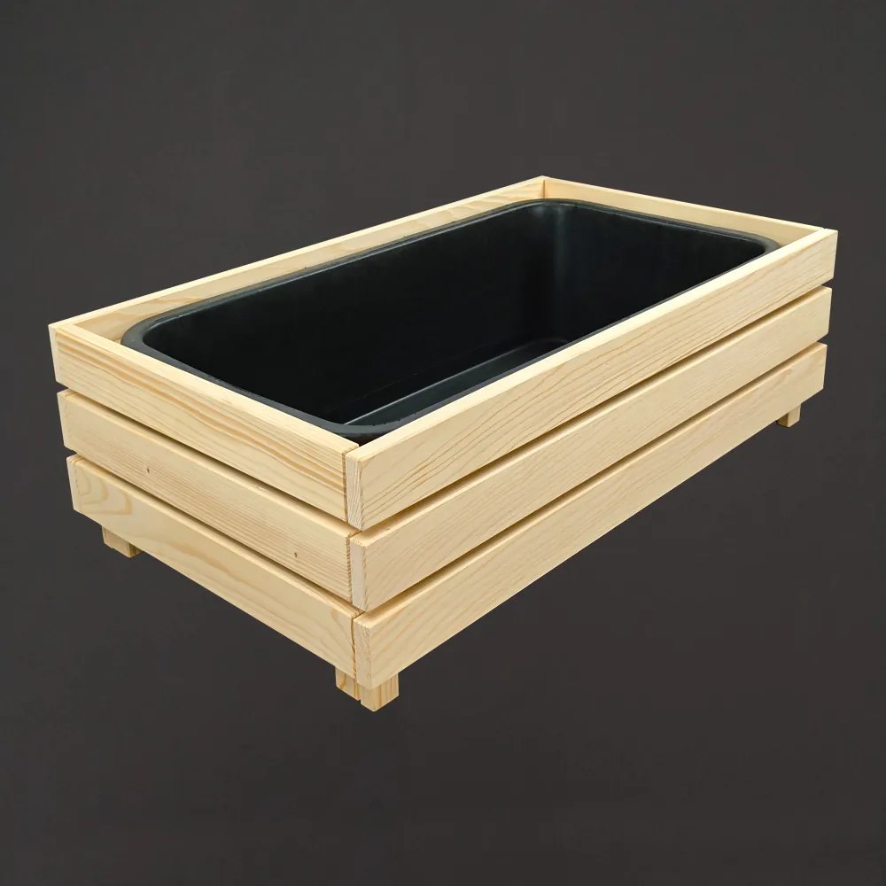 AMADEA Dřevěný designový vyvýšený záhon s nádobou uvnitř, 76x43,6x24cm
