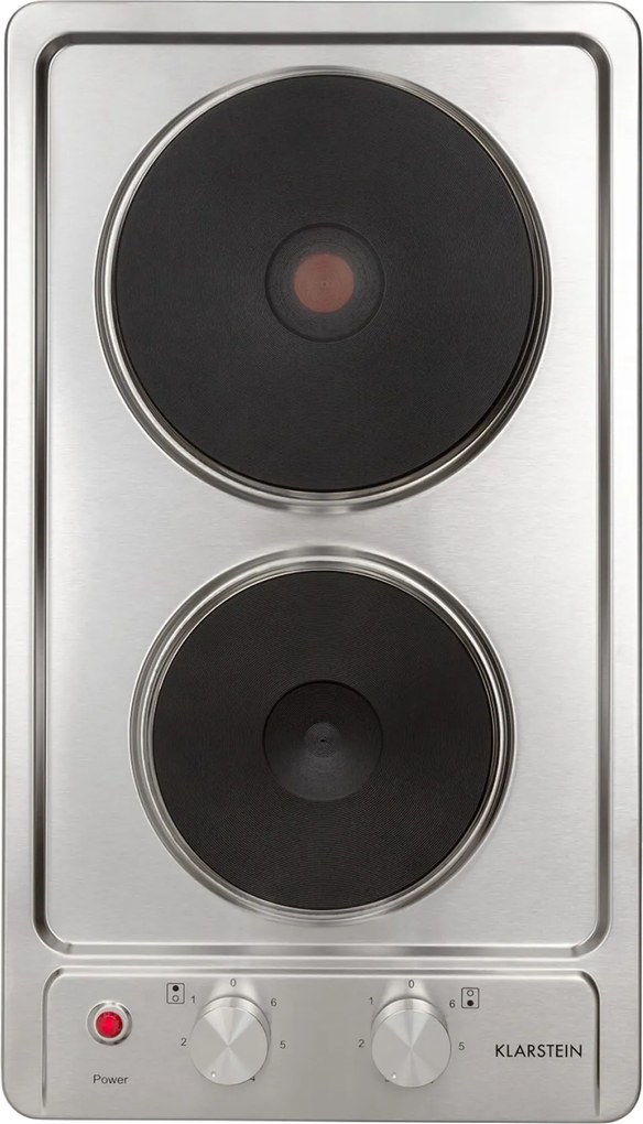 Klarstein Appetito Domino, elektrická varná doska, 3000 W, 2 platne, 6 stupňov výkonu, nehrdzavejúca oceľ