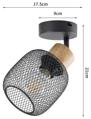 Brilagi - Nástenné bodové svietidlo BASKLITE 1xE27/15W/230V drevo/čierna