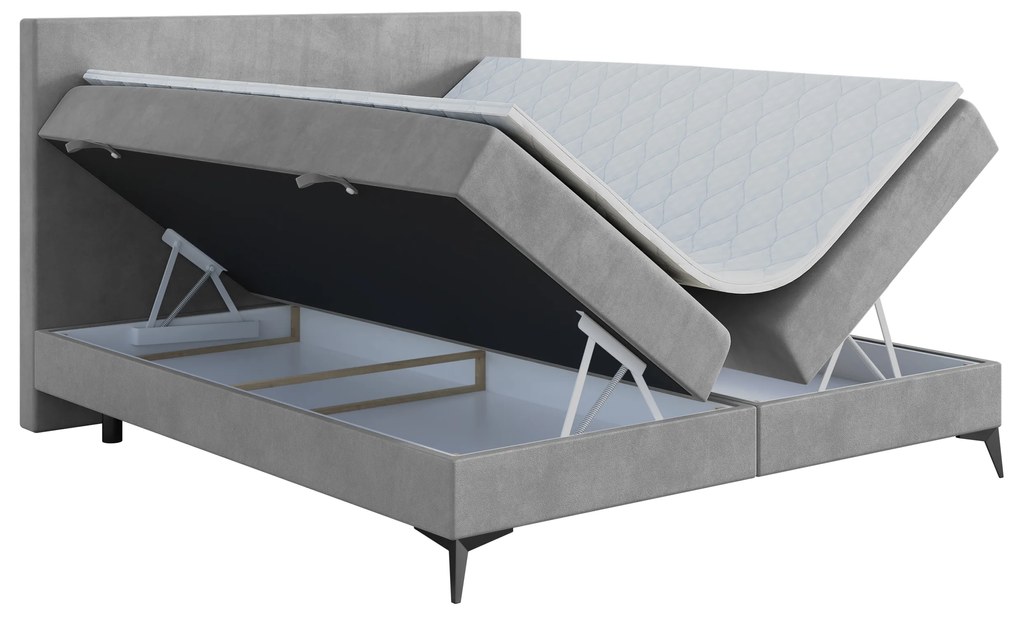 Jednolôžková posteľ Boxspring 120 cm Ricky (sivá) (s matracom a úl. priestorom). Vlastná spoľahlivá doprava až k Vám domov. 1043437