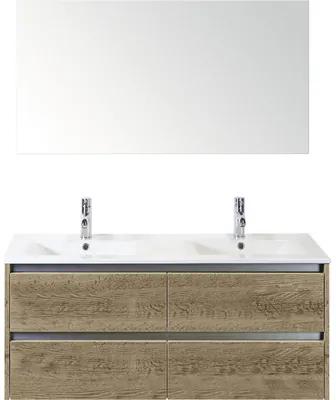 Kúpeľňový nábytkový set Sanox Dante farba čela dub ŠxVxH 121 x 170 x 46 cm s keramickým umývadlom a zrkadlom