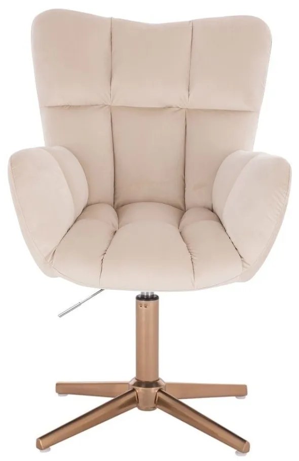 LuxuryForm DESIGN Otočné kreslo AURORA VELUR na zlatom kríži - krémové