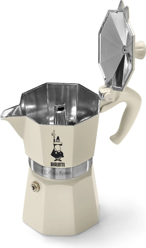 Kávovar na moka kávu Bialetti Moka Express, 190 ml, krémový