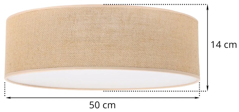 Stropné svietidlo Juta, 1x jutové tienidlo, (biele plexisklo), (fi 50cm)