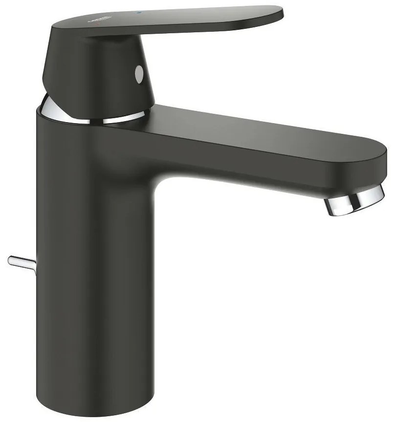 GROHE Eurosmart Cosmopolitan páková umývadlová batéria s odtokovou súpravou, veľkosť M, chróm/čierna matná, 23325KW0