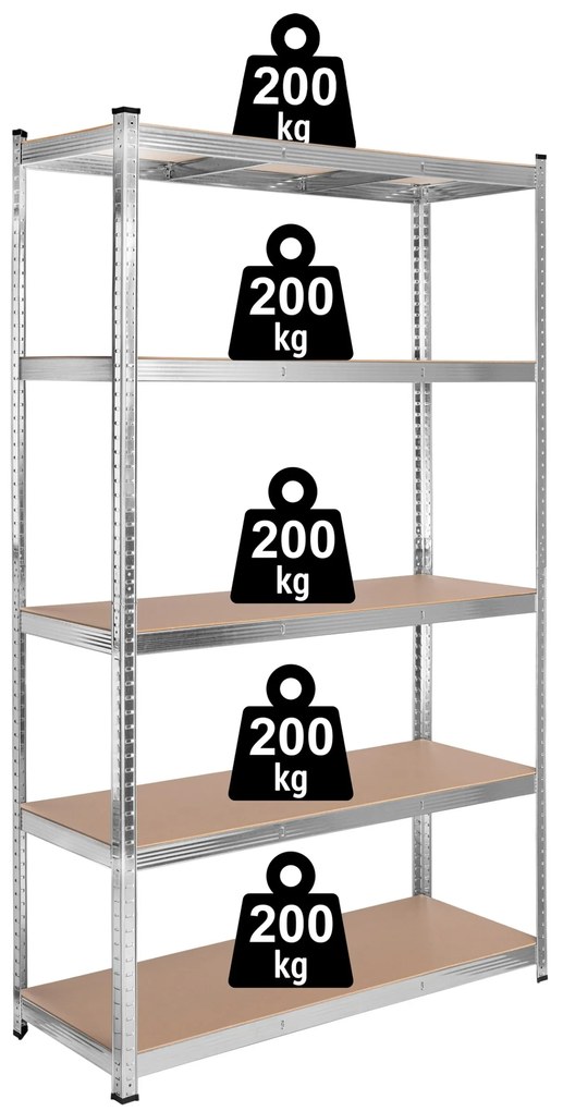 Dielenský regál IRONHOLD 205x120 cm strieborný