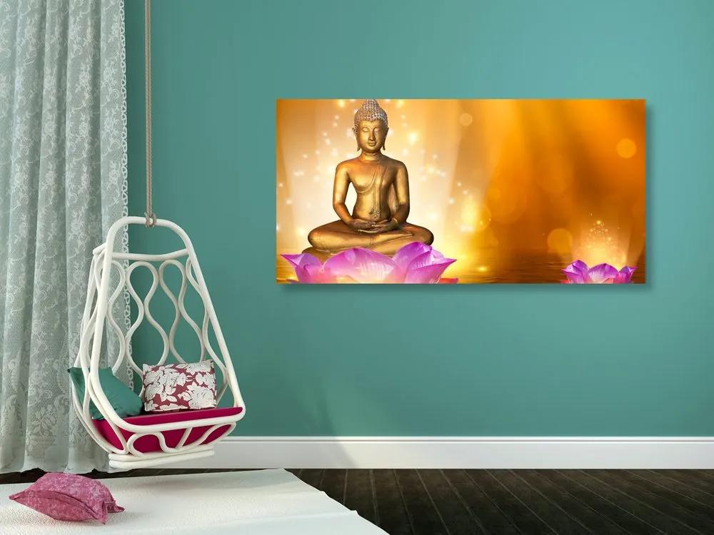 Obraz socha Budhu na lotosovom kvete Varianta: 100x50