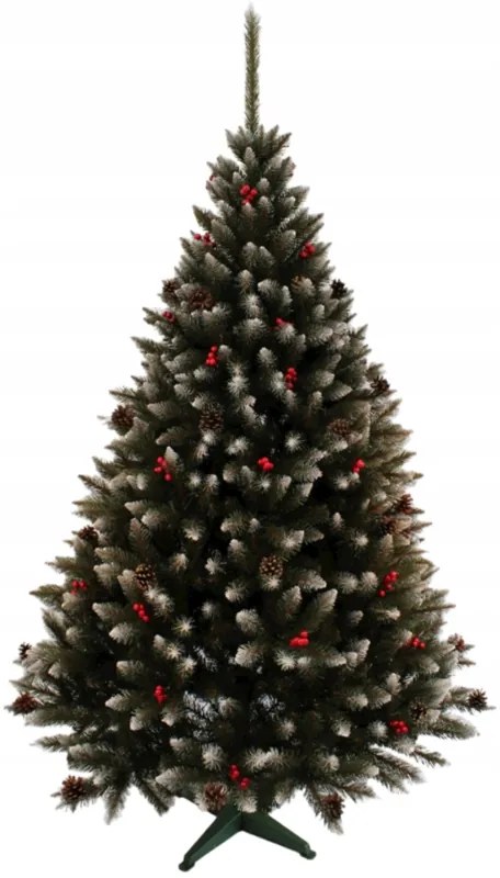 Zasnežený vianočný stromček smrek s jarabinou 220 cm