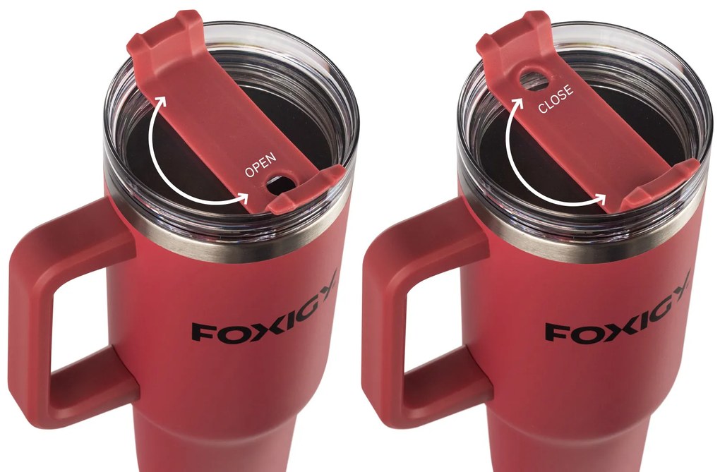 Foxigy Termohrnček do auta so slamkou 1200 ml Burgundy
