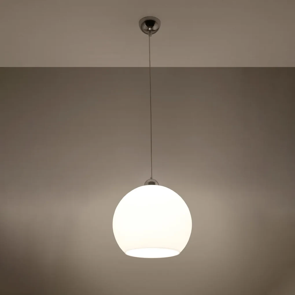 Závesné svietidlo Ball, 1x biele sklenené tienidlo