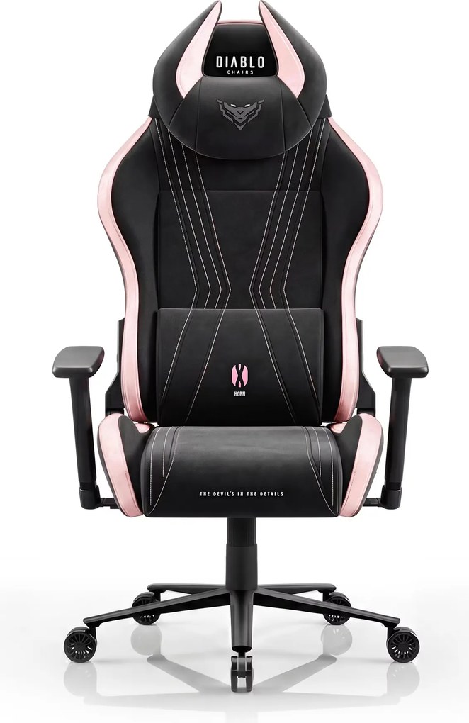 Herné kreslo z textílie Normal Size, čierno-ružové: Diablo X-Horn 2.0 Akira Pink
