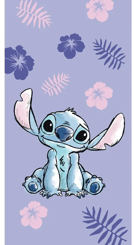 Fialová bavlnená detská osuška 70x140 cm Lilo and Stitch - Jerry Fabrics