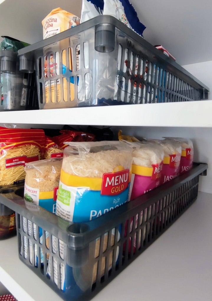 Orion Úložný kôš, box a organizér extra hlboký 50 cm x 20 cm INVA, sivý