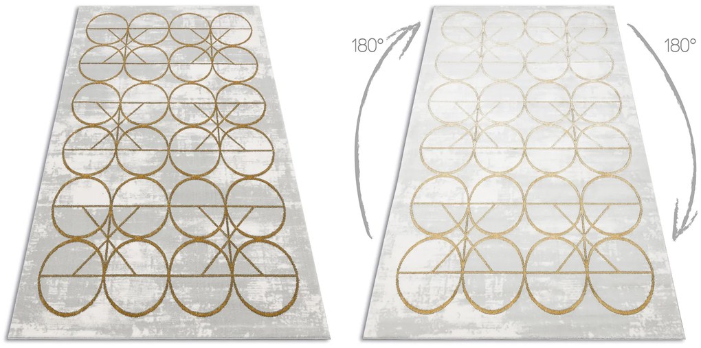 Koberec EMERALD exkluzívny 1010 glamour, kruhy krémovo / zlatý