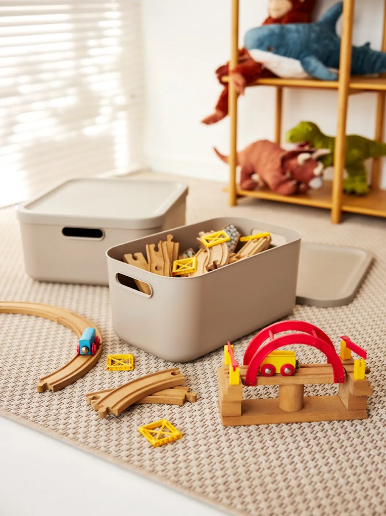 Rotho Úložný box, rovný s vekom, 12 l, cappuccino ALBU LIGHT, 40 x 24 x 18 cm