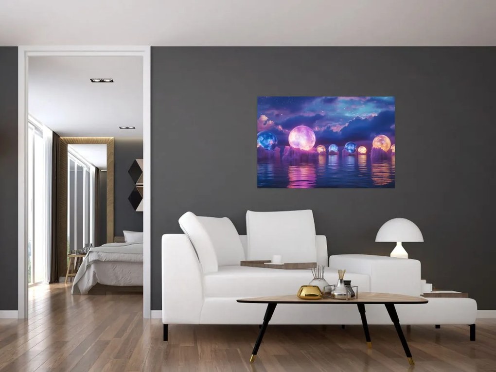 Obraz - Planéty na vode (90x60 cm)