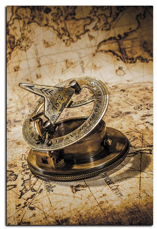 Obraz na plátne - Kompas na mape antického sveta - obdĺžnik 7999FA (120x80 cm)