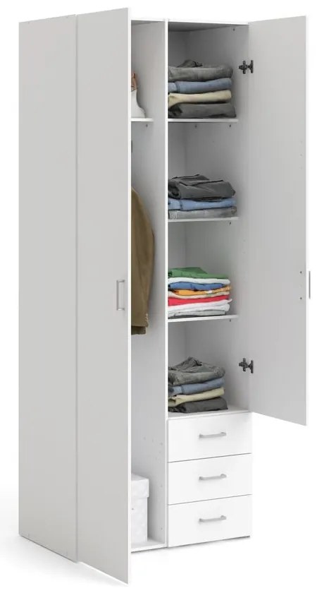 Biela šatníková skriňa 78x200 cm Space – Tvilum