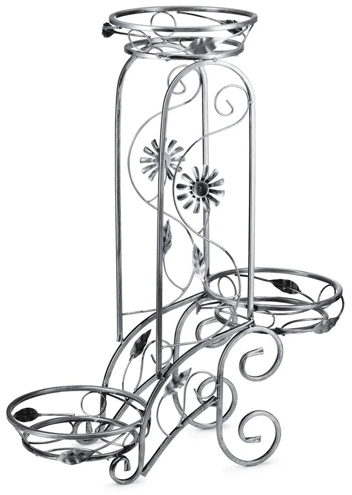 STOJAN NA KVETINÁČ FLOWER 88X28X65 CM STRIEBORNÁ