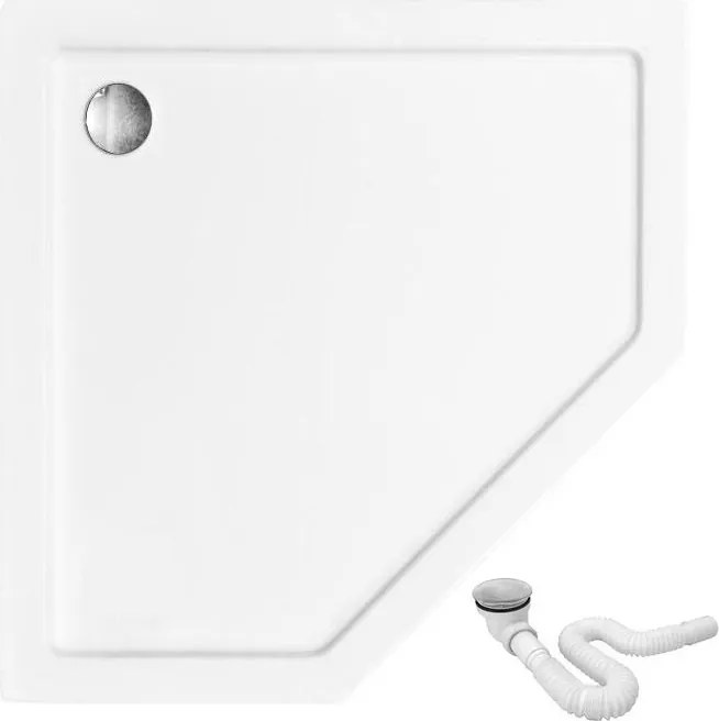 Päťuholníkový sprchový kút REA AXIN 90x90 cm, chróm/transparent + vanička Diamond biela