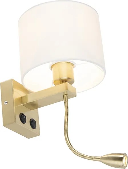 Art Deco nástenná lampa zlatá s bielym tienidlom - Brescia
