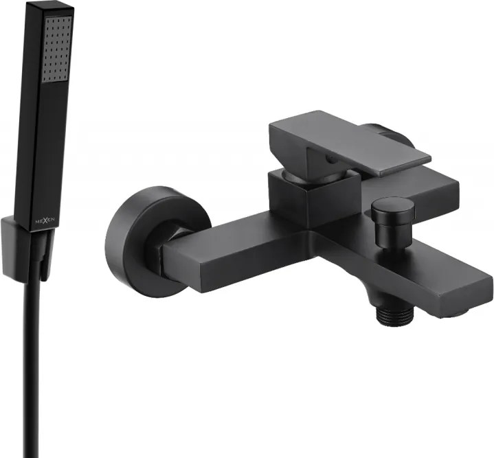 Mexen Uno R77 vaňová batéria so sprchovacím setom, čierna - 7143R77-70