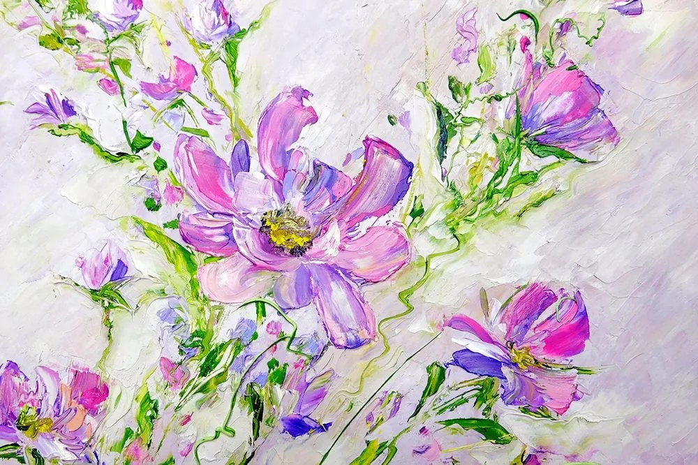 Tapeta olejomaľba letných fialových kvetov