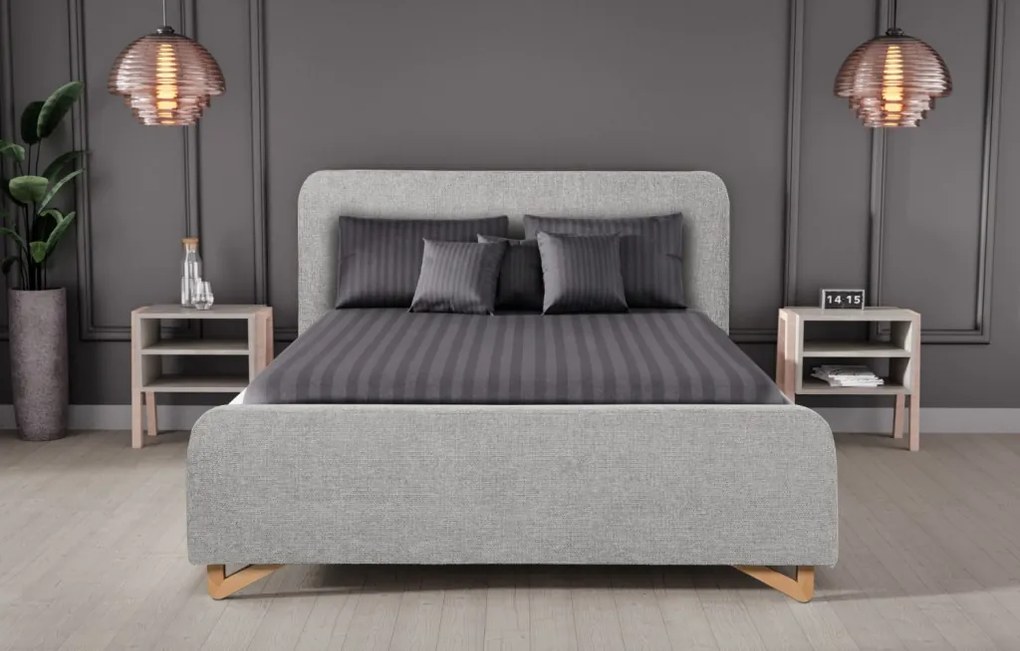 Posteľ Flamingo 180x200 cm, svetlo šedá štruktúrovaná tkanina