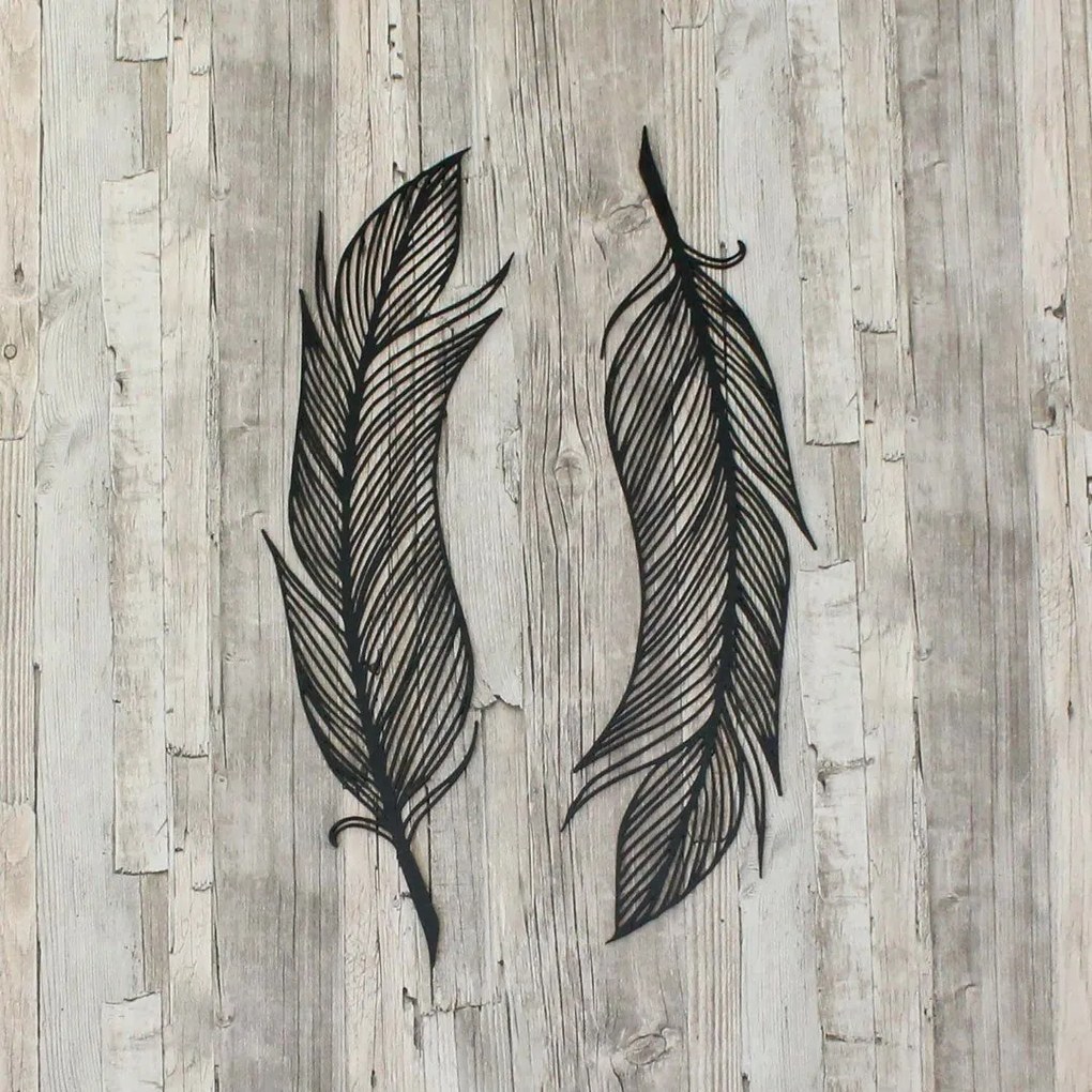 DUBLEZ | Drevená nálepka - Vtáčie perie na stenu