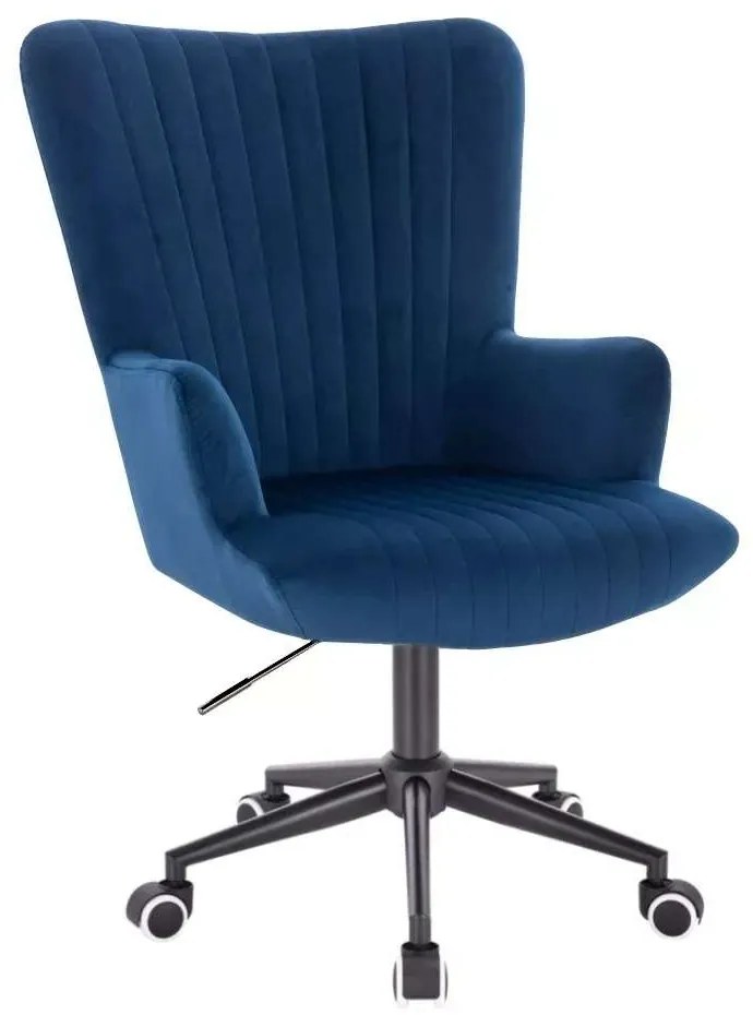 LuxuryForm DESIGN Kreslo AMADEO VELUR na čiernej podstave s kolieskami - modré