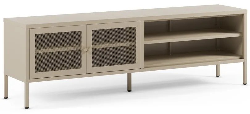 Krémovobiely kovový TV stolík 160x50x35 cm Fayna – Marckeric